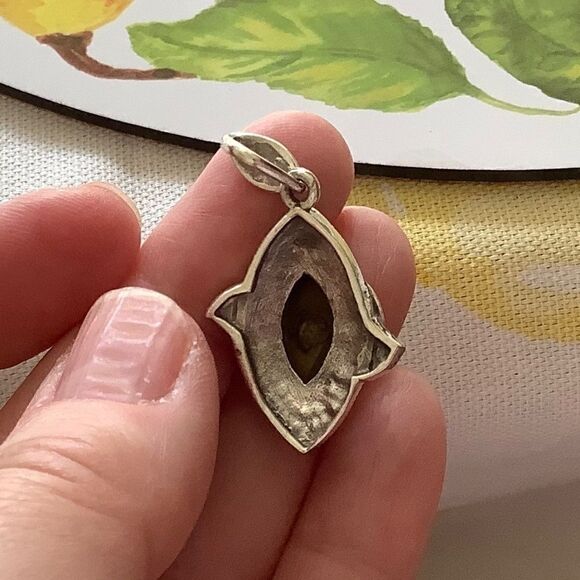 𝅺STERLING SILVER 925 TIGER EYE MARCASITE WOMAN PENDANT​​ - Picture 3 of 7